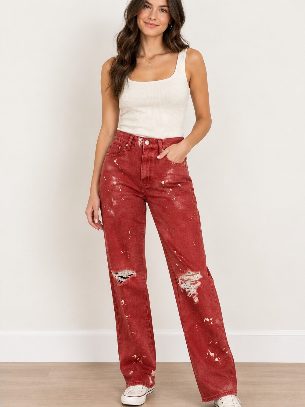 easel High-Rise Women's Jeans in Rust Red